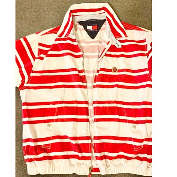 Tommy Hilfiger jacket red and white striped - Picture 1 of 11